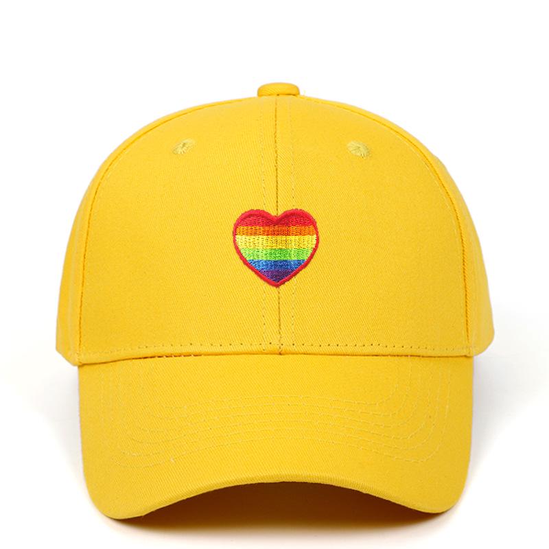 Rainbow Heart Embroidered Baseball Cap - Breathable Sun Protection Dad Hat for Outdoor Sports