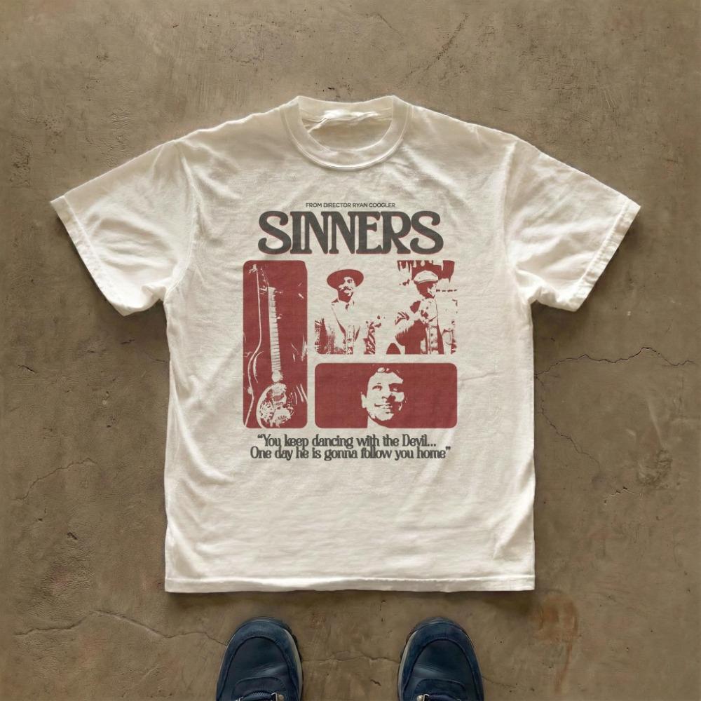 Movie Retro Poster Tshirt for Sinners Summer New Retro Unisex Casual Fashion Y2K Tshirt 2XL