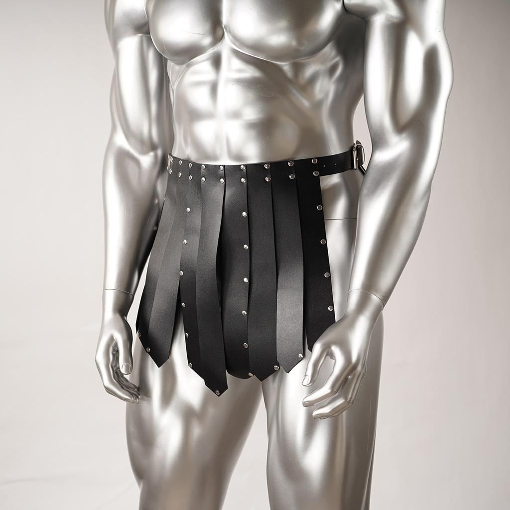 Gothic Men Gladiator Costume Roman gladiator skirt with harness PU Leather harness gifts for him