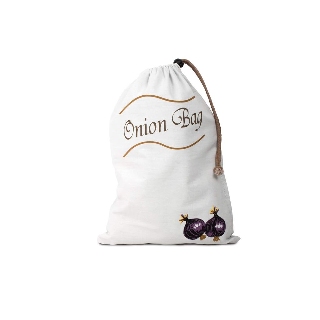 HIC Kitchen Reusable Potato and Onion Saver Bag Set with Set of 2 Drawstring,