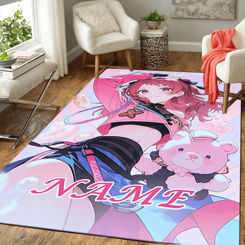 Custom 1Pc Pink Hair Cat Ears Rug Office Carpet Indoor Outdoor Entrance Doormat Nonslip Soft And Comfortable Living Room D2915255