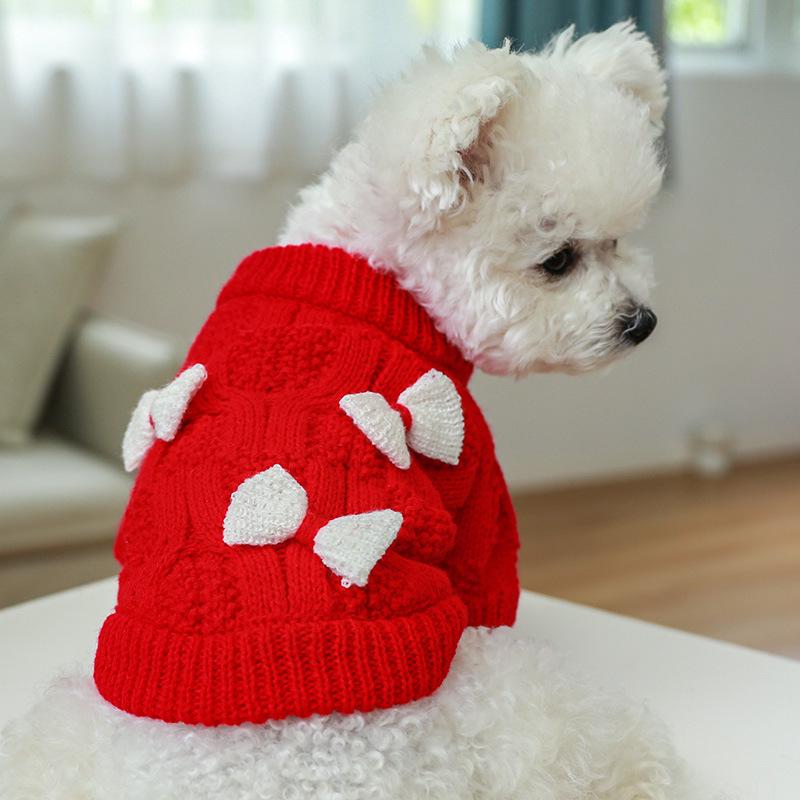 Pet Bowknot Sweater - New Year Dog & Cat Apparel