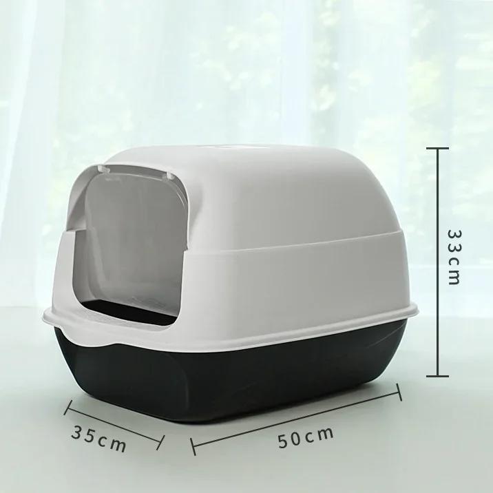 Anti-Splash Cat Litter Box-Large Capacity Pet Sandbox for Cats Kitty Kitten Toilet Tray Bedpan & Essential Cat Cleaning Supplies