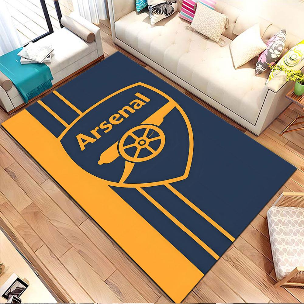 Arsenal Logo on Blue and Yellow Background Patterned carpet, non slip mat suitable for living room and bedroom sofas