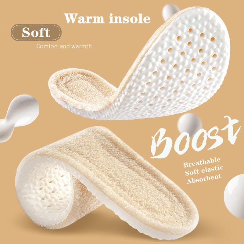 1Pair Winter Warm Shoes Insole Wool Insoles Men Wonen Sneakers Boots Shock absorbing Shoe Sole Heating Non Slip Shoe Pads