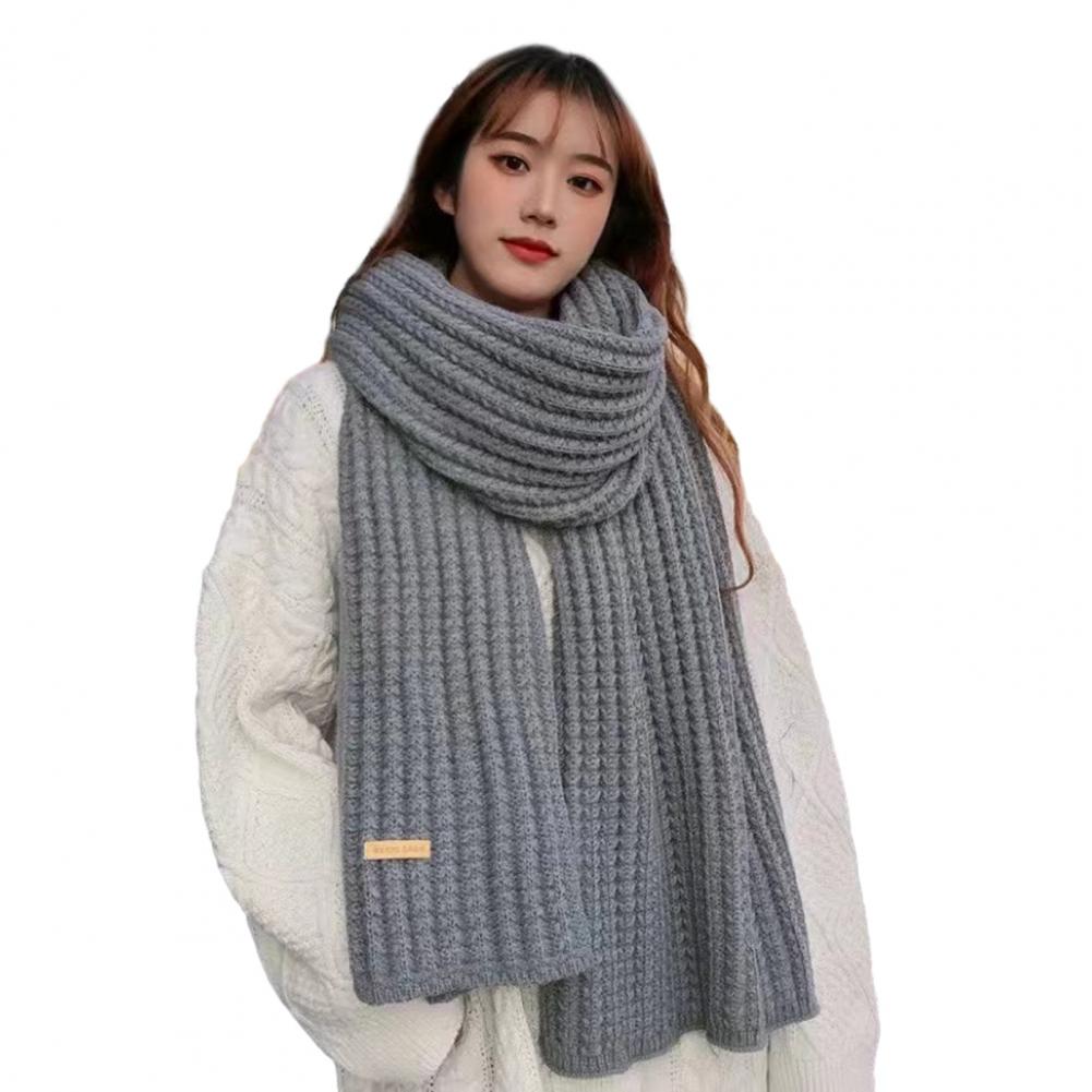 Winter Karm Knitted Scarf Thickened Elastic Windproof Stay Warm Shawl Anti-shrink Outdoor Scarf for Women Men Korean Style Christmas Gifts Unisex
