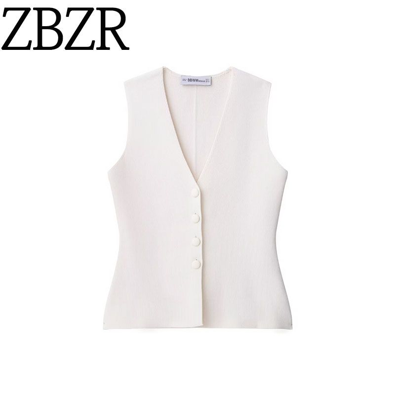 Zbzr Spring New Women clothes Western Style Fashion Temperament with Lining Button Decoration Knit vest 4192155