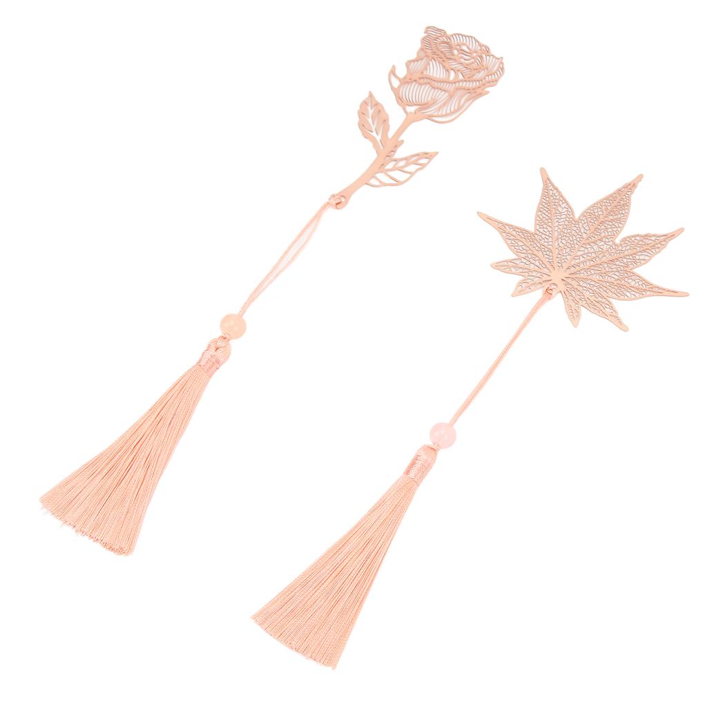 2 Buc Semne de Carte Metalice Aur Galvanizat Oțel Inoxidabil Stil Floare Frunză Semn de Carte Gol pentru O