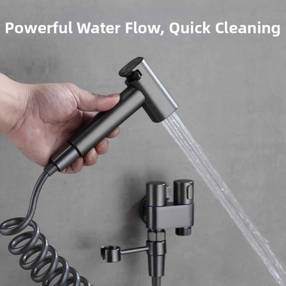 Zestaw bidetowy ze słuchawką, zaworem kątowym, wężem i uchwytem, stal nierdzewna mosiądz do toalety i pralki