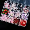 12 Grids Hawaii Black Skin Hello Kitty Nail Charms Summer Vibe Coconut Dolphin Acrylic Nail Art Decoration Manicure Accessories