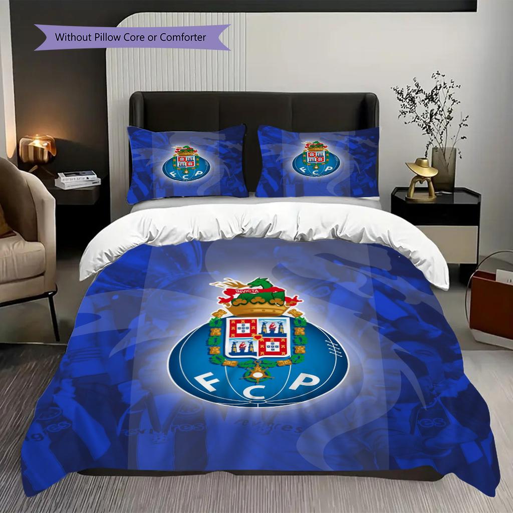 Porto Football Club Emblem Bedding (1 * duvet cover + 2 * pillowcase, without core) 2D Flat Christmas birthday gift Duvet cover and pillowcase