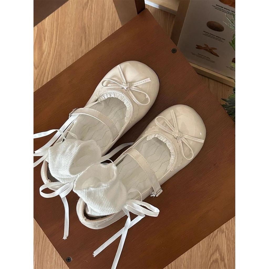 White Platform French Mary Jane Women's Shoes Spring and Autumn New Small Leather Shoes Retro Thick Heel Light Mouth Single Shoes Women