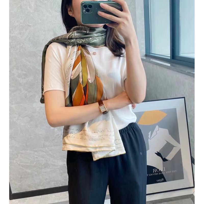 NINA SOLOR Pegasus Contrast 100% Mulberry Silk Square Scarf