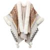 Ethnic Style Faux Fur Shawl Poncho with Sleeves - Women's Thickened Yunnan Travel Scarf