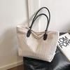 Korean Style Large Capacity Corduroy Tote - Autumn/Winter Fashion Commuter Shoulder Bag