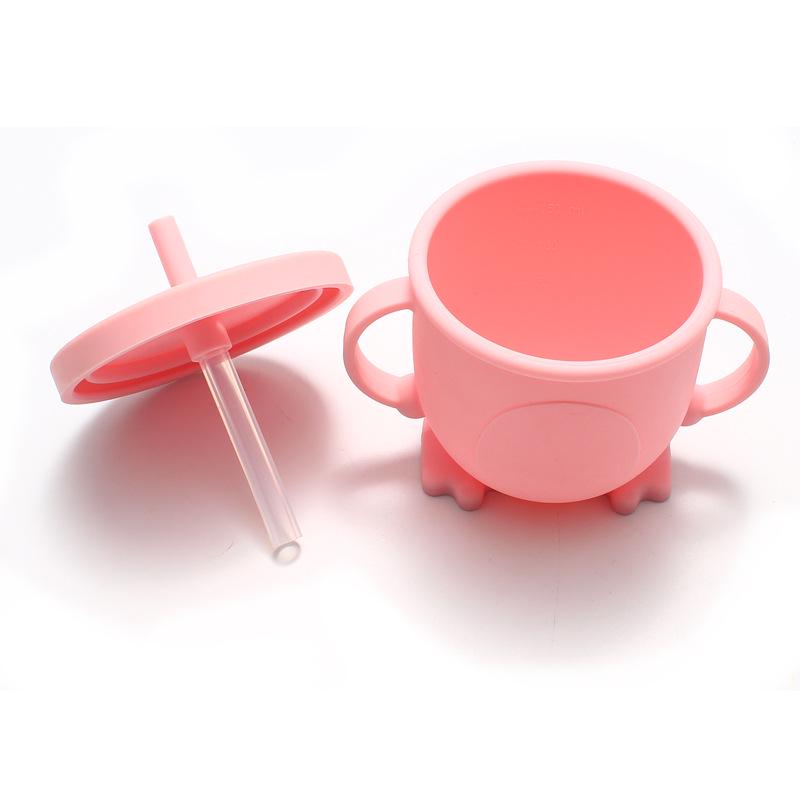 Penguin Silicone Straw & Snack Cup for Infants - 2-in-1 Learning Cup for Babies