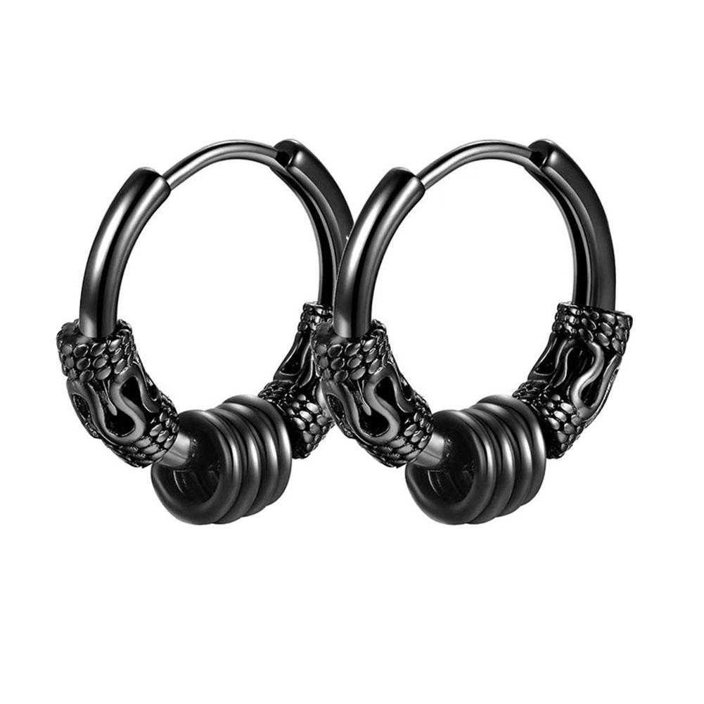 1 Pair Punk Stainless Steel Stud Earrings Black Earrings Set For Men Women Vintage Hip Hop Piercing Ear Fashionable and Minimalist Jewelry