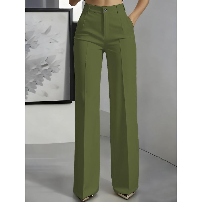 TIFICY Women's Fashion Casual Solid Color Print High Waist Trousers Pants & Capris
