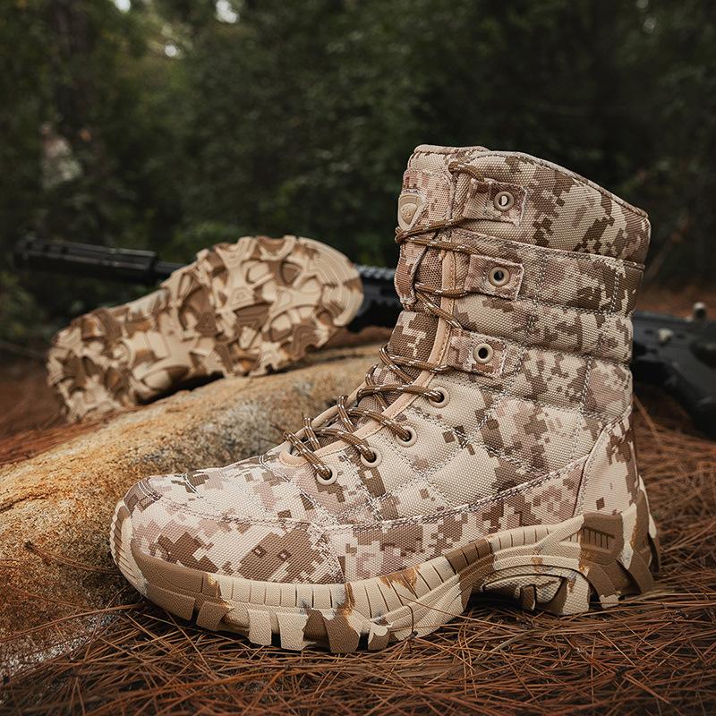 2025 large size combat boots men's outdoor camouflage boots high-top outdoor mountaineering boots men's hiking training boots men's