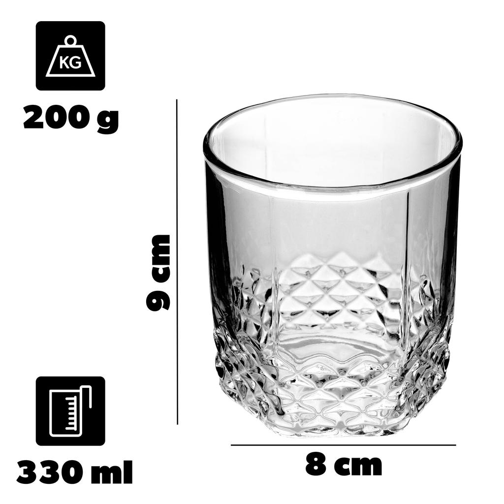 KADAX Szklanki Do Whisky Napojów Drinków Wody Komplet 330ml Prezent Niskie