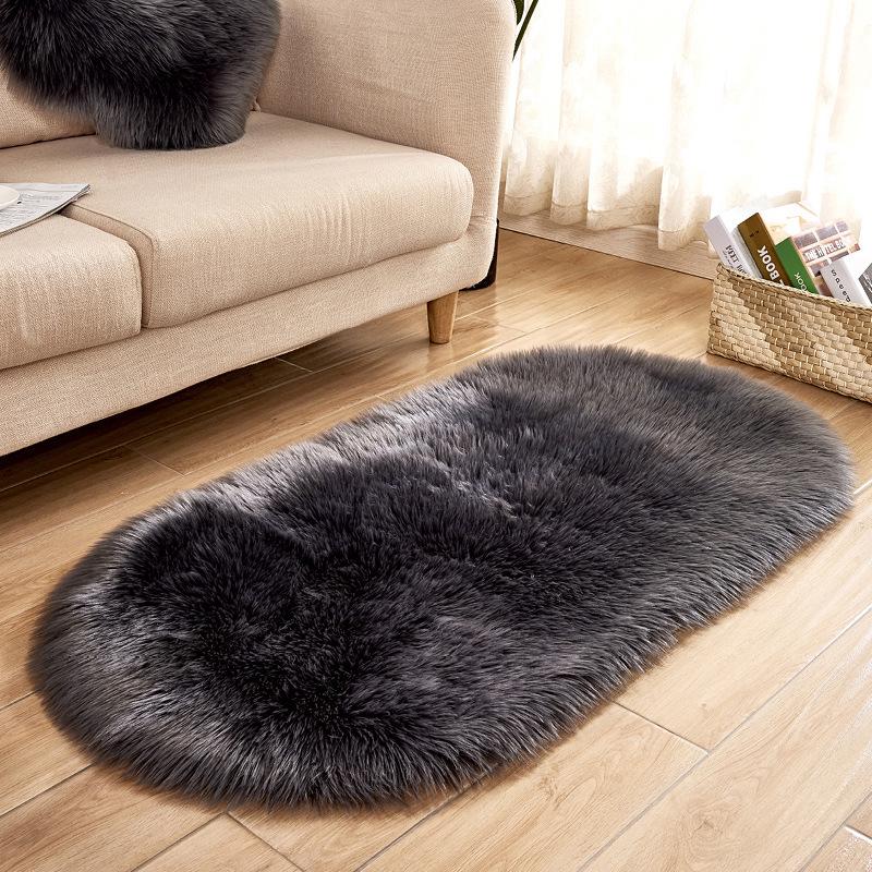 Cross-Border Oval Imitation Wool Plush Carpet for Living Room, Bedroom, and Bay Window 40x60 Oval