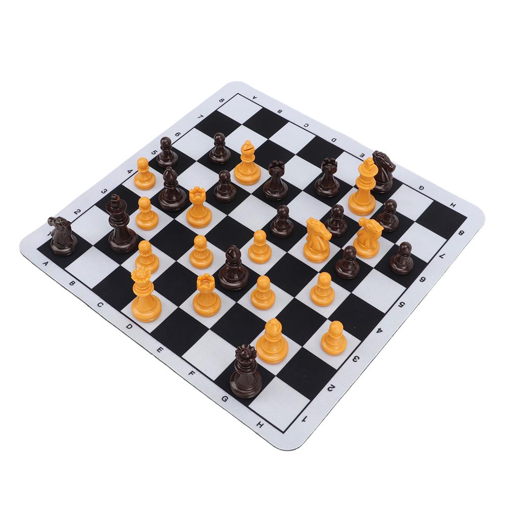 Chessmen with 1.89in King Plastic Chess Pieces with Chessboard for Adults Kids Party Supplies Brown and Yellow