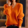Women's Autumn and Winter V-neck Solid Colour Knitwear Tops Multicoloured Bottoming Shirt Pullover Sweater