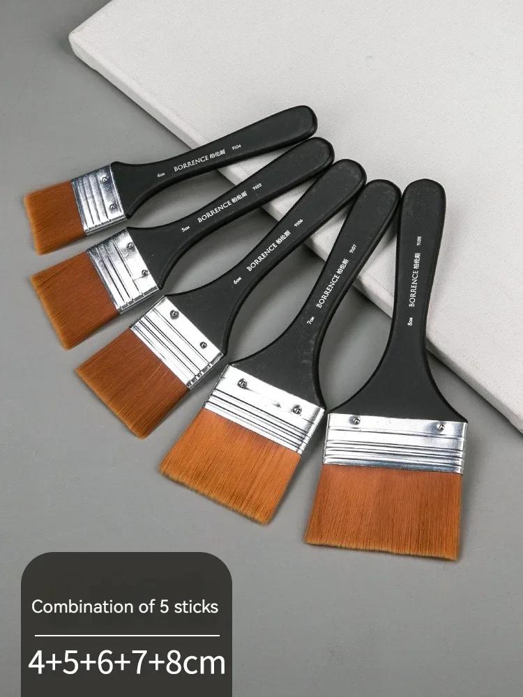 Borrence Nylon Paint Brushes with Different Sizes Wooden Handles Painting Brush Tools for Acrylic Oil and Watercolor Drawing