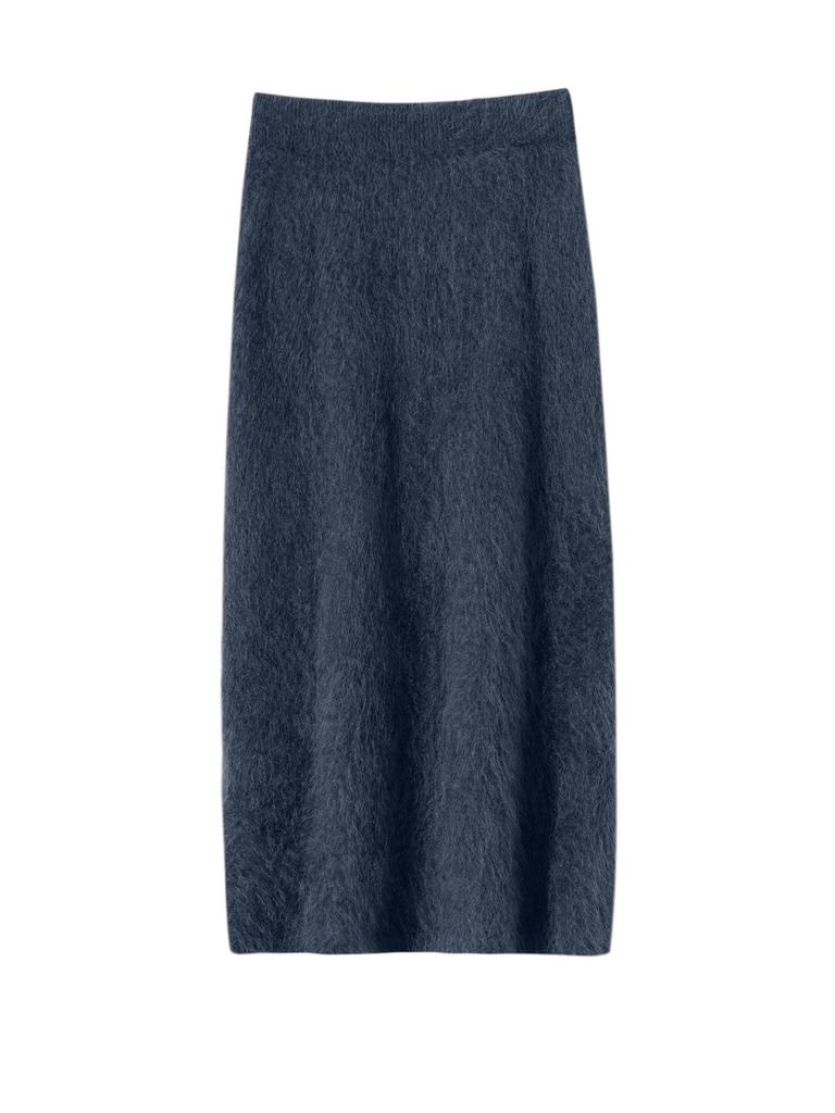 Women's High-Waisted Cashmere Knit Skirt - Autumn/Winter Hip-Hugging, Warm and Brushed