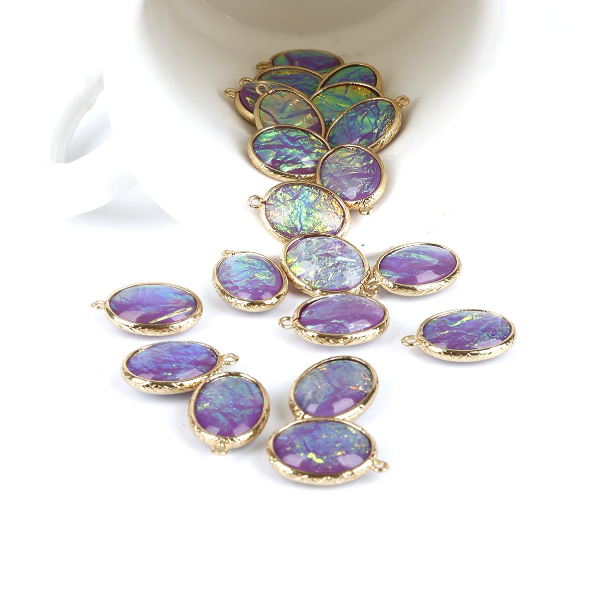 

2 шт., овальные подвески из смолы с медным покрытием, кулон для серег, браслетов, рукоделие, рукоделие