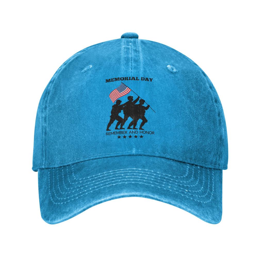 Memorial Day Patriot Unisex Women Baseball Cap Remember and Honor Distressed Denim Hats Cap Outdoor All Seasons Travel Snapback Cap