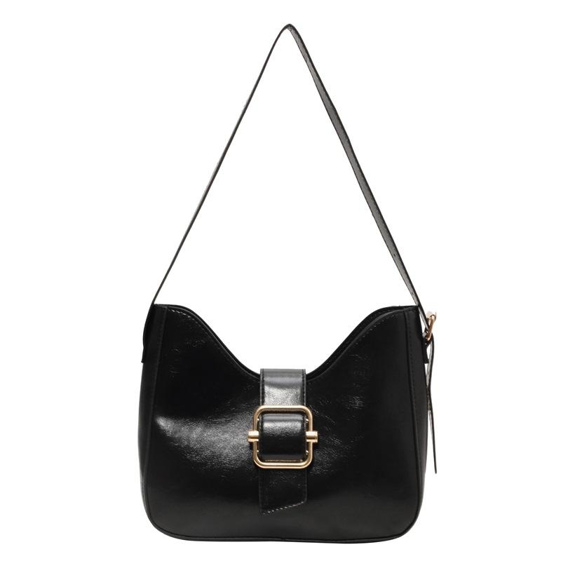 

Повседневная универсальная фактурная сумка подмышкой женская новая трендовая сумка через плечо 2024 года корейская версия простая сумка-мессенджер чёрный