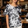 Women’s Printed Short Sleeve Henley Neck Shirt with Front Pocket Cotton Linen Material Relaxed Fit Casual Top