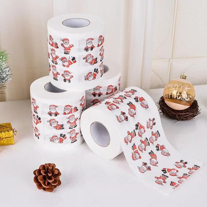 Heimdekoration Frohe Weihnachten Toilettenpapier Weihnachtsmuster Serie Bedrucktes Einweg-Toilettenpapier Toilettenpapier für Weihnachtsfeier 1 Stück