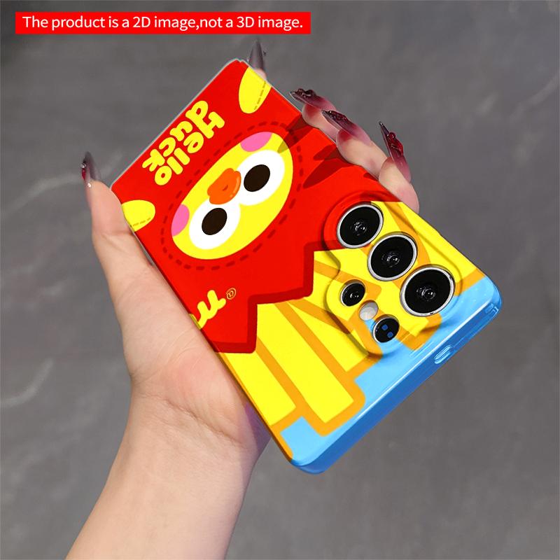 2DFlat Samsung phone case Hello Duck Fries Fun Phone Case Applicable to Galaxy S22 S23 S24 S25ULTRA S26 A12 A13 A14 A15 A16 A34 A35 A54 A55