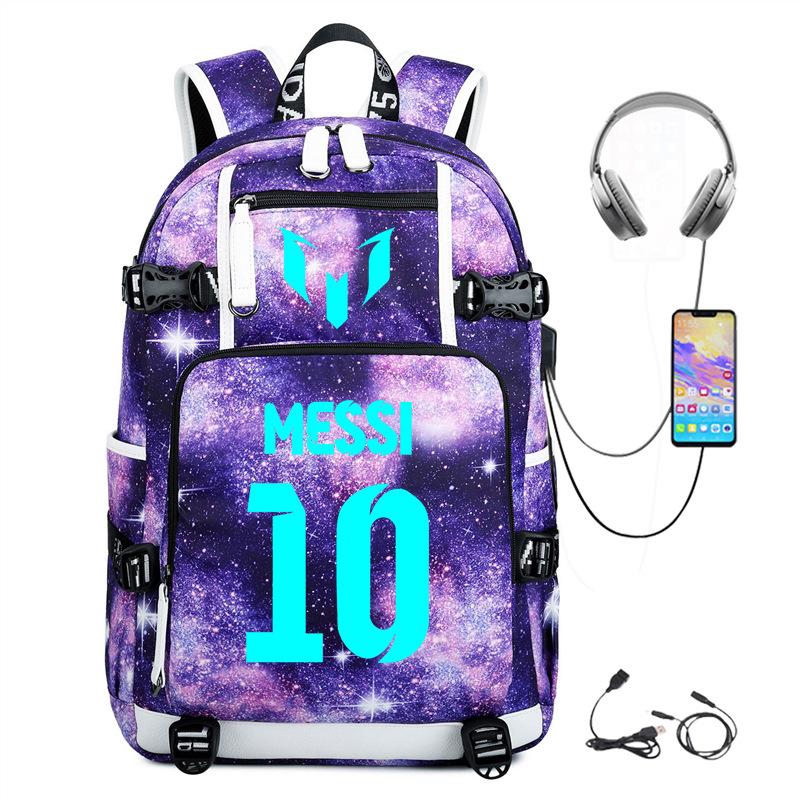 Football Printed Student Backpack Multifunctional Usb Interface Large Capacity Leisure Travel Backpack