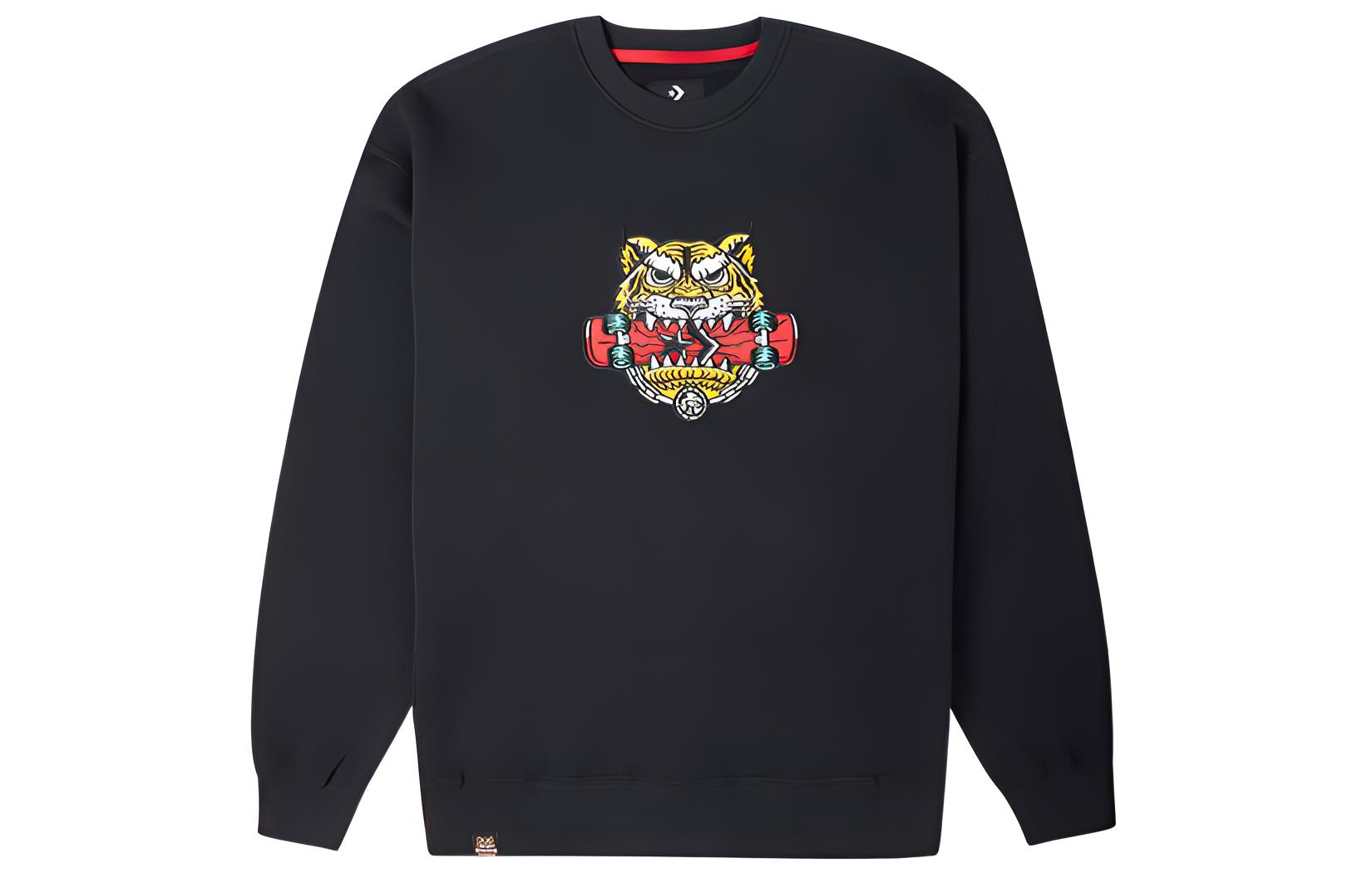 Converse Sweatshirts Unisex Black Crew Neck Moderate Regular 10024319-A02 L