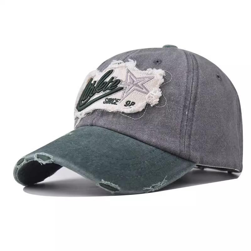 

Новый стиль мужских и женских букв, выстиранный деним, старая весна и лето, трехмерная вышитая американская старая бейсболка, бейсболка