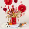 Fortune Bucket New Year Decoration Set - Festive Ornaments for Bedroom and Living Room with Flowers and Fu Character.