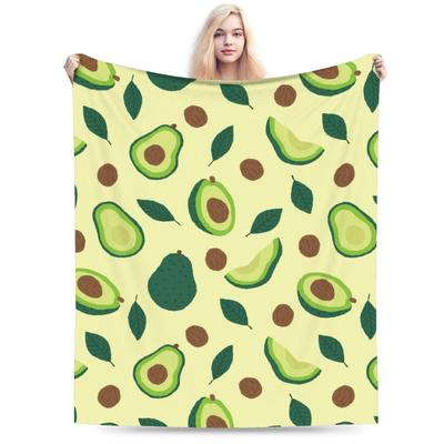 Cute Avocado Fruit Blankets Fleece  Winter  Breathable Super Warm Throw Blankets for Sofa Bedroom Bedding Throws