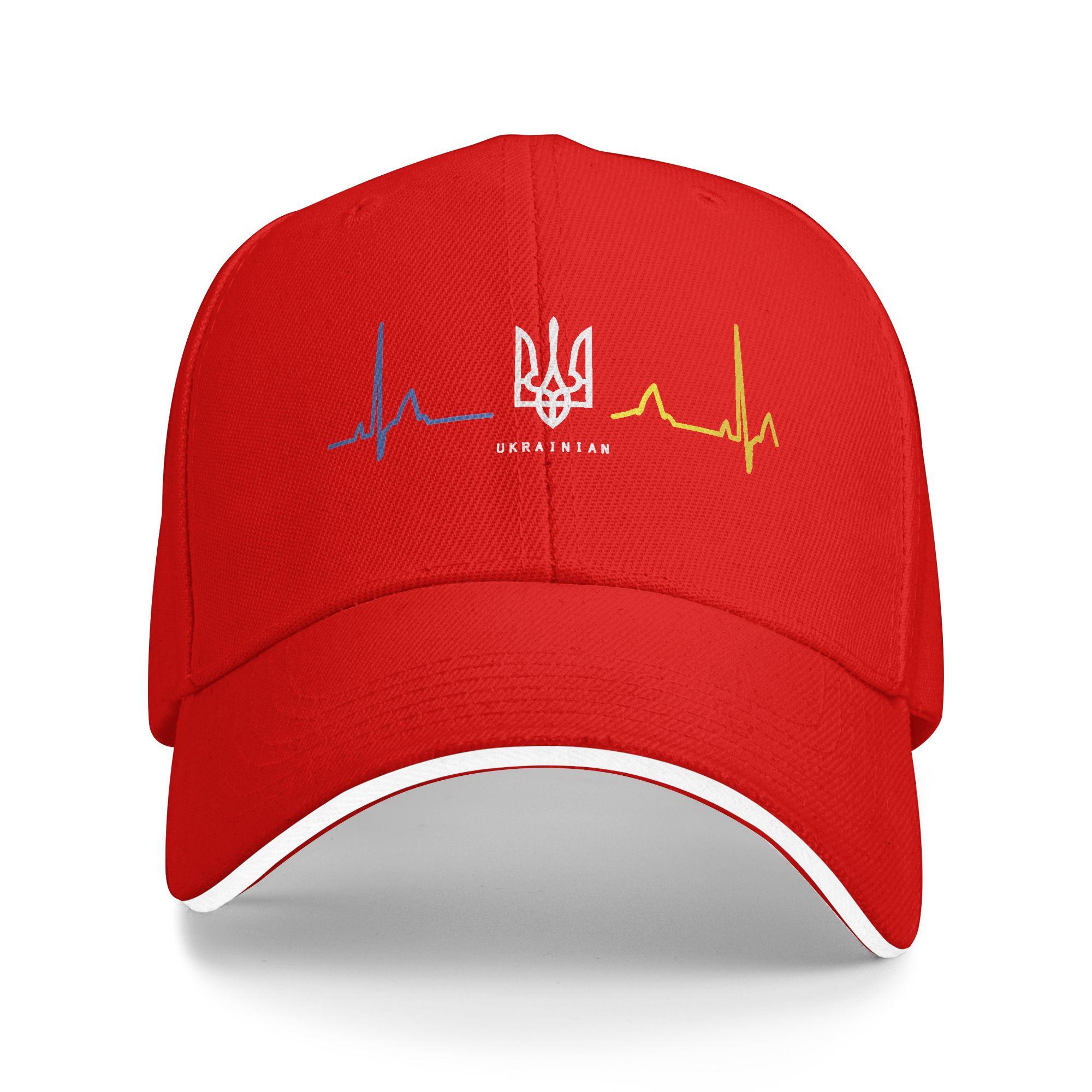 Ukrainian Tryzub Ukraine Flag Trident Zelensky Heartbeat Baseball Cap Men Hip Hop Hats Summer Fitted Retro Hunting Baseball Caps One Size
