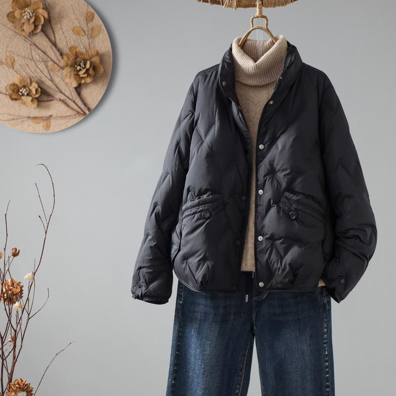 FASHION new national standard 90 white duck down  women's short 2024 new winter fashion small stand-up collar light  Clothes