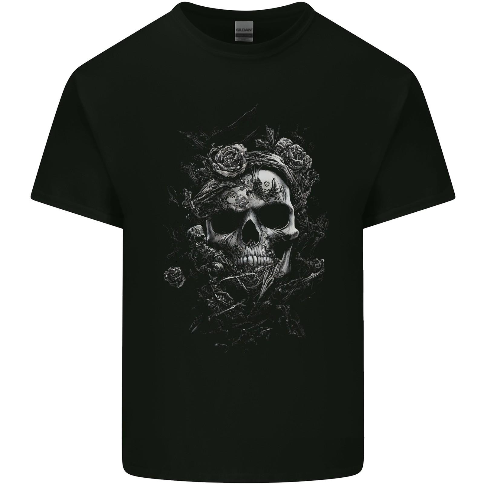 Dark Skull dark Heart Gothic Goth Mens Light Cotton T-Shirt M