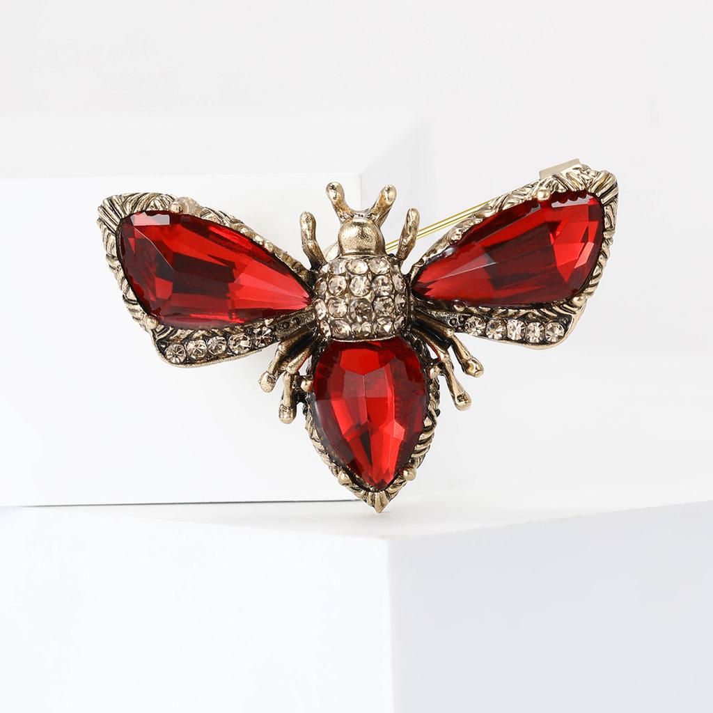 Stylish Luxury Glass Bee Brooches for Women Unisex Rhinestone Insect Pins Event Party Backpack Decoration Clothes Accessories