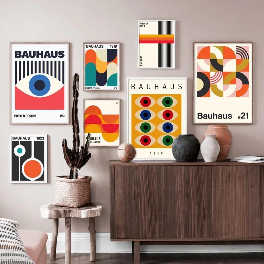 Bauhaus Abstract Geometric Line Colorful Wall Art Nordic PostersCanvas Painting  And Prints Wall Pictures For Living Room Decor