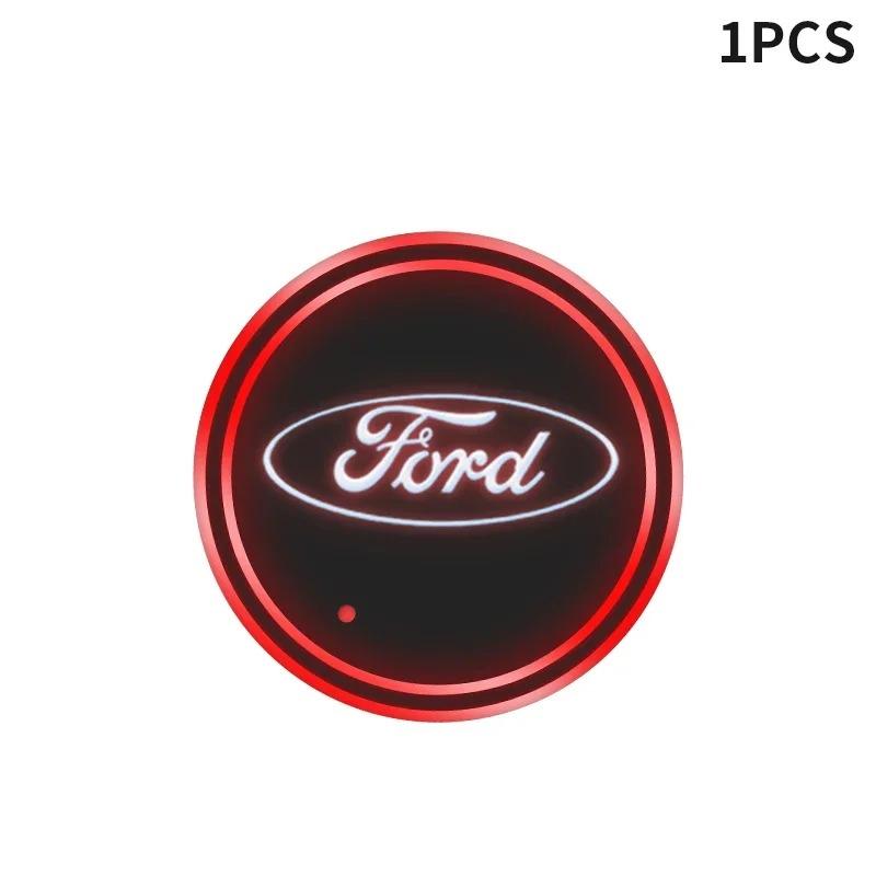Colorful Universal LED Car Cup Holder RGB Light Mat Pad For Ford Fiesta Ranger Fusion Mondeo Mustang Transit Auto Accessories 1pcs