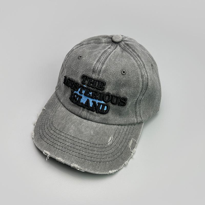 American Retro Letter Embroidered Baseball Cap Men S And Women S Sunshade Simple Color Matching Casual Cap 52-60cm серый
