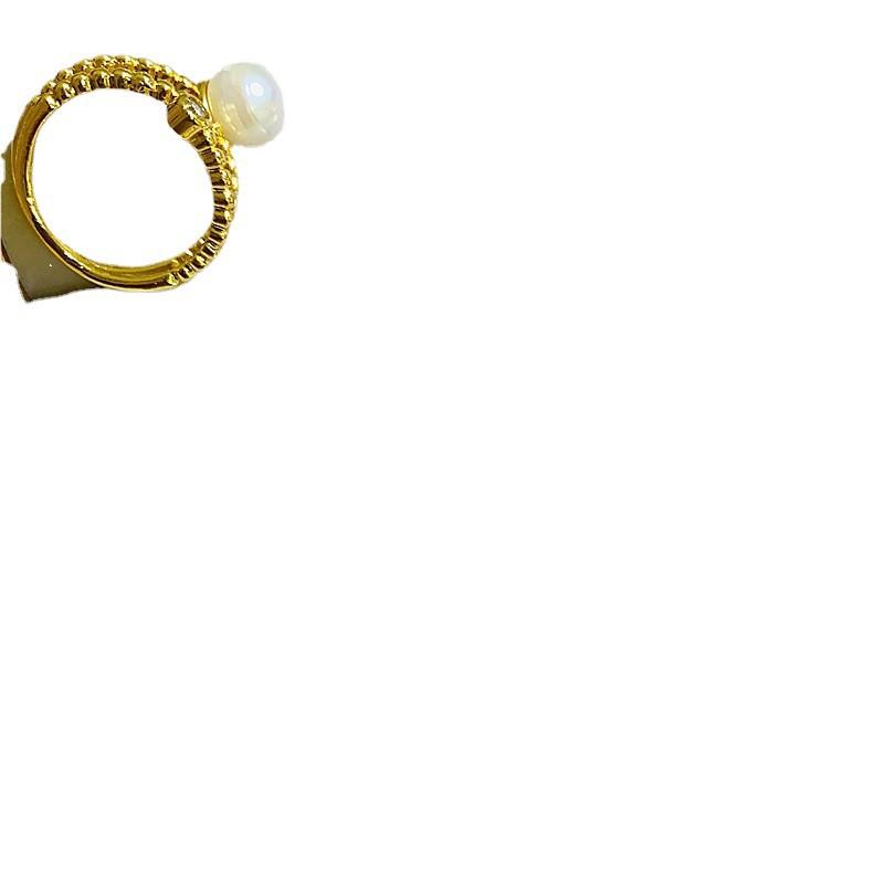 10Pcs Lady freshwater pearl ring with zircon opening that can be adjusted. Retro pearl ring.