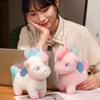 Fluffy Rainbow Unicorn Plush Toys Kawaii Stuffed Cartoon Animal Flying Horse Baby Doll Pillow Christmas Birthday Gift