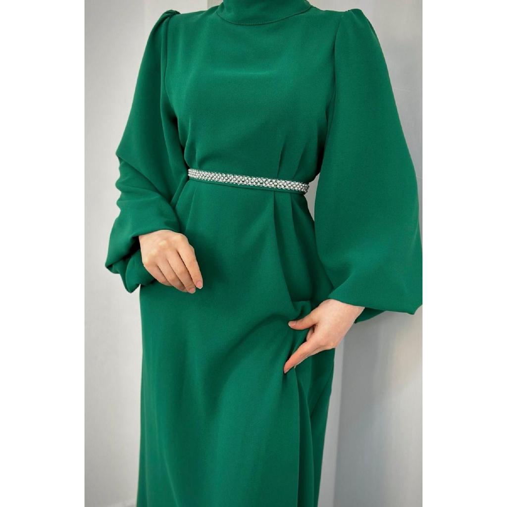 Jessica Balloon Sleeve Evening Dress Red